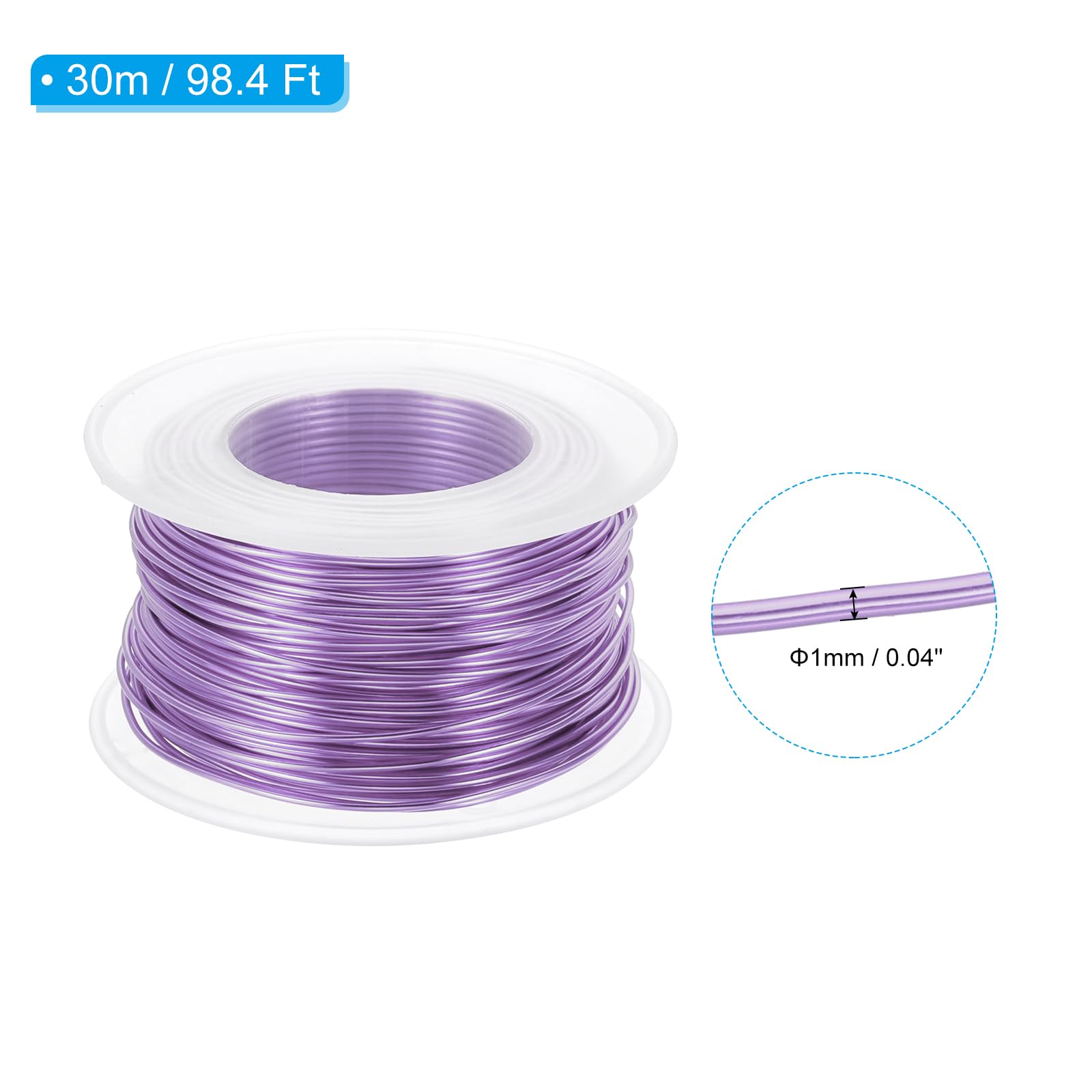 PATIKIL 18 Gauge 1mm Aluminum Craft Wire, 98.4 Ft Metal Wire Armature Bendable Wire for Jewelry Making Metal Wrap DIY Light Purple - Image 2