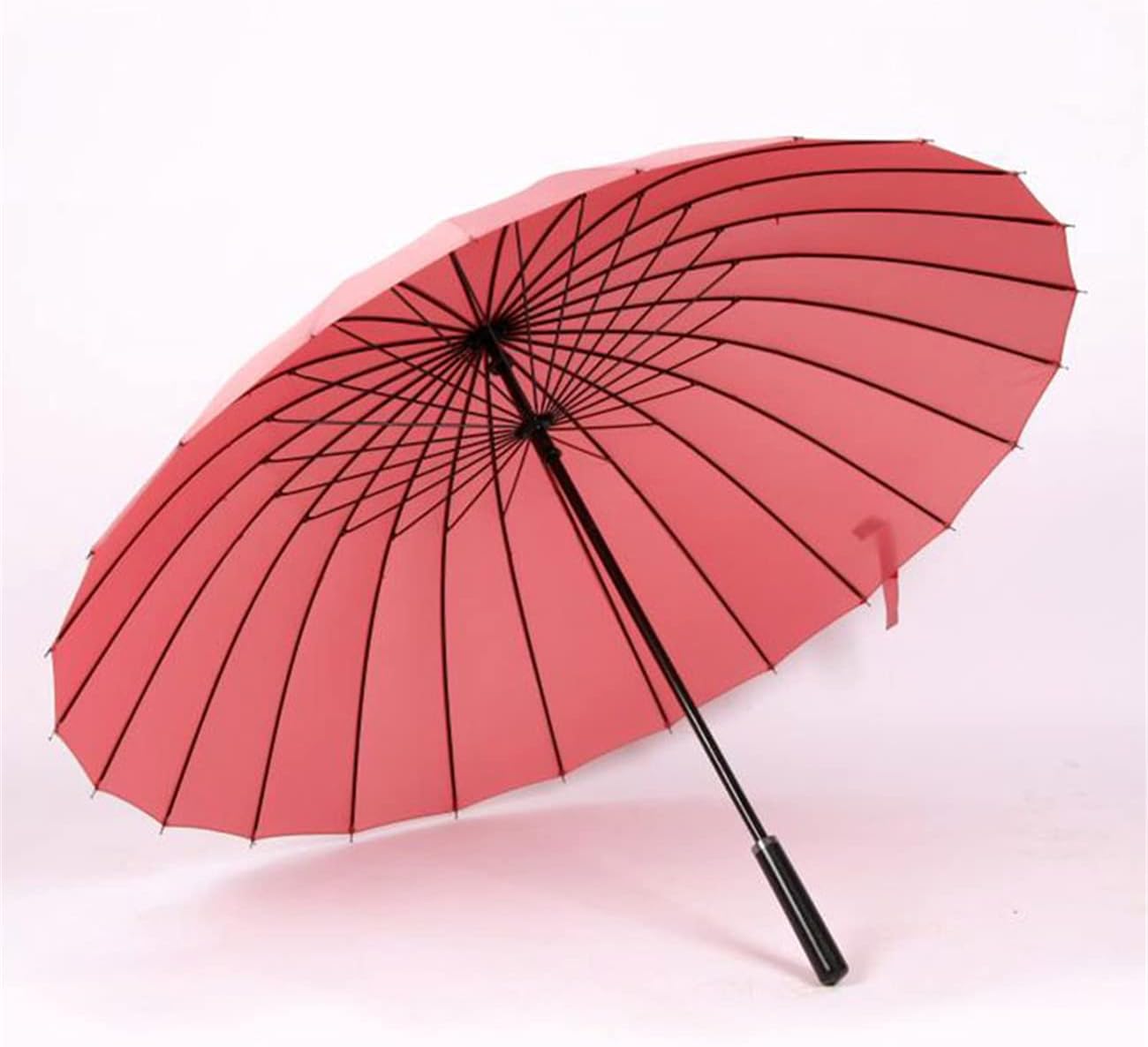 45 Inch Large Umbrellas for Rain, Windproof Stick Black Umbrella Handle and Sun Protection 24 Ribs
