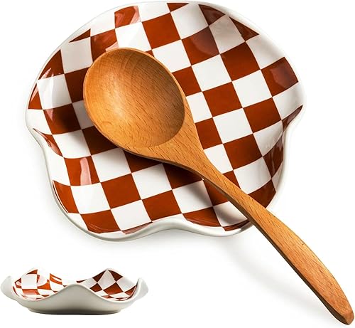 Miniatura 11 de Soporte de cuchara para encimera de cocina, soporte de cuchara para estufa, soporte de cuchara de cerámica de 13.5 cm para encimera de cocina,