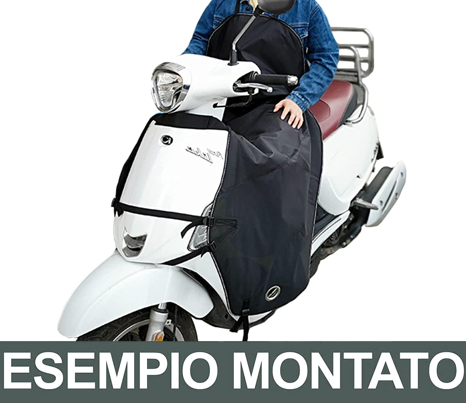 Rebeca Shop Telo Coprigambe Felpato Universale per Scooter e Moto | Regolabile Impermeabile e Antivento (Modello A)