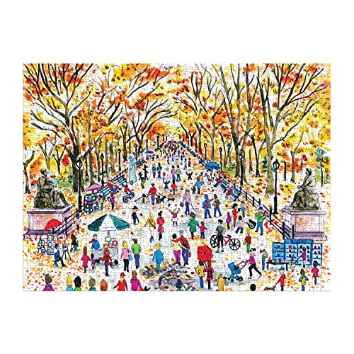 Galison - Puzzle de 1000 piezas Fall in Central Park para adultos, ilustrado por Michael Storrings, otoño, paisaje urbano, tamaño terminado 27" x 20" miniatura 3
