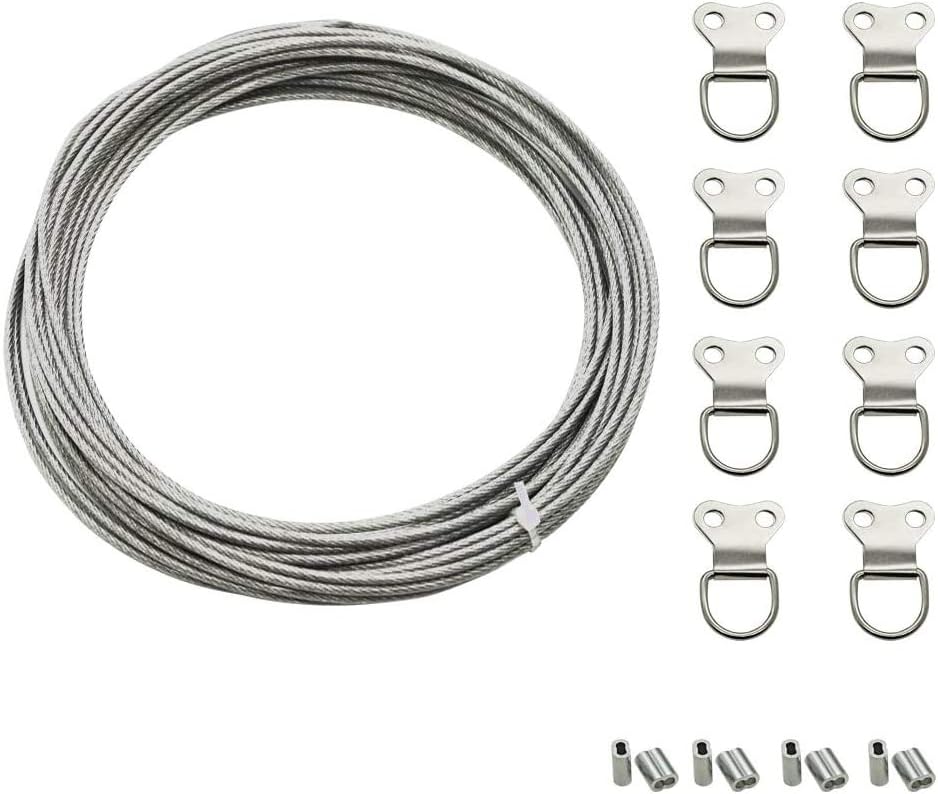 KWODE 2 mm × 8 m Heavy Duty Stainless Steel Wire Rope Picture Hanging Kit, Up to 30 KG