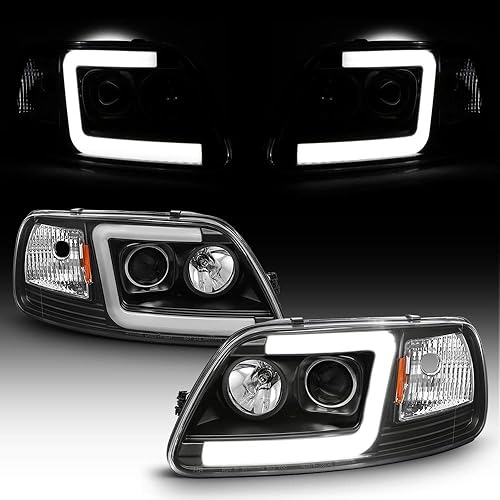 Miniatura 8 de ACANII - Para Ford F150 97-02 Expedition negro 1997-2003 Expedición LED proyector faros delanteros lado conductor y pasajero