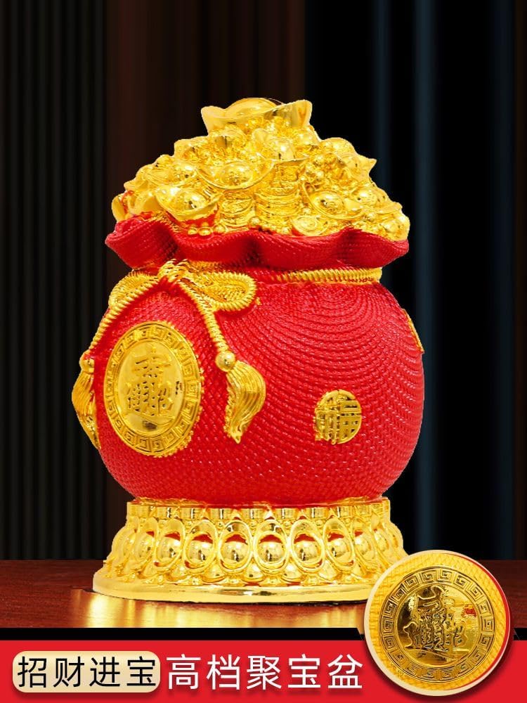 Feng Shui Figurine Golden Treasure Basin 聚宝盆大容量存钱罐 Piggy Banks Best Birthday Gifts Home Decoration 2025年新款只进不出成人储钱箱大人储蓄可取存 8611