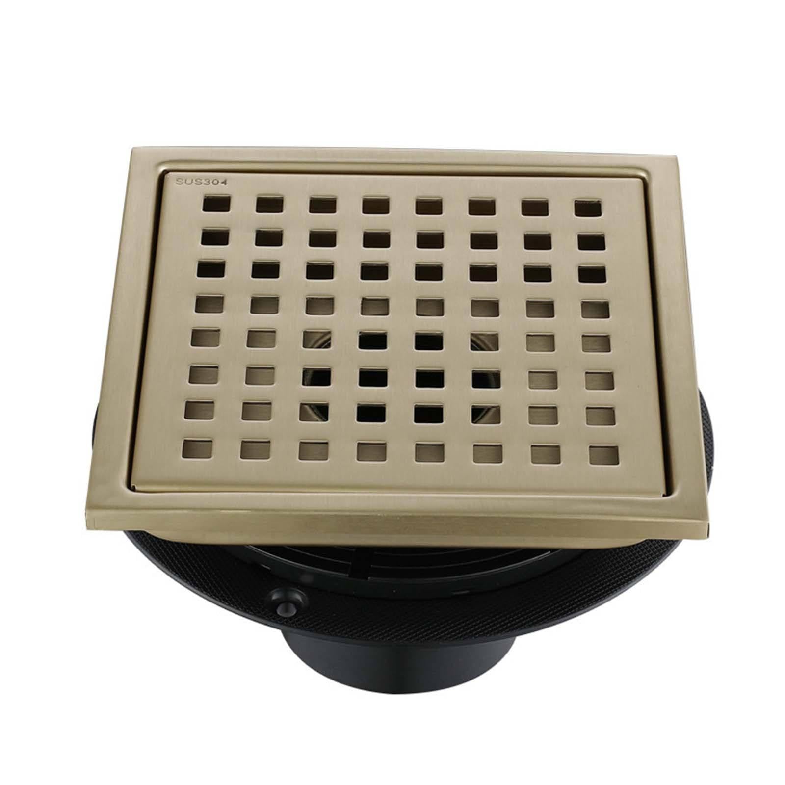 Desague Ducha Acero Inoxidable Desagüe de Suelo Oro Cepillado Sumidero Ducha Malla Piso Desagüe Ducha 150 * 150mm Canal de Ducha Moderno y Sencillo para Baño Cocina Aseo