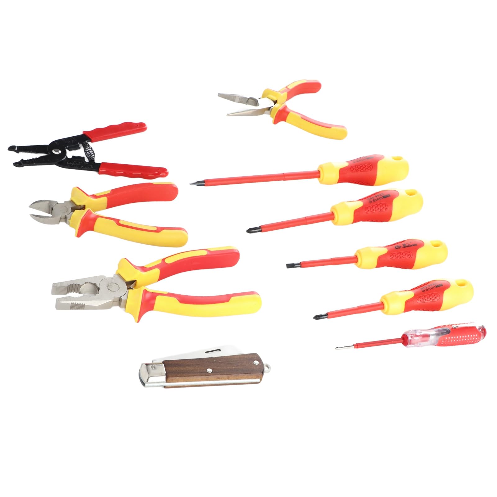 Juego de Destornilladores Aislados de 10 Piezas Mangos Estándar VDE y EN60900 para Electricistas 500VC 500-1000V Kit de Herramientas Versátil de Prueba