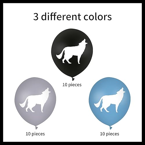 Miniatura 4 de 30 globos de lobo para decoración de fiesta de cumpleaños de lobo, globos de látex de 12 pulgadas para baby shower, cumpleaños, suministros de
