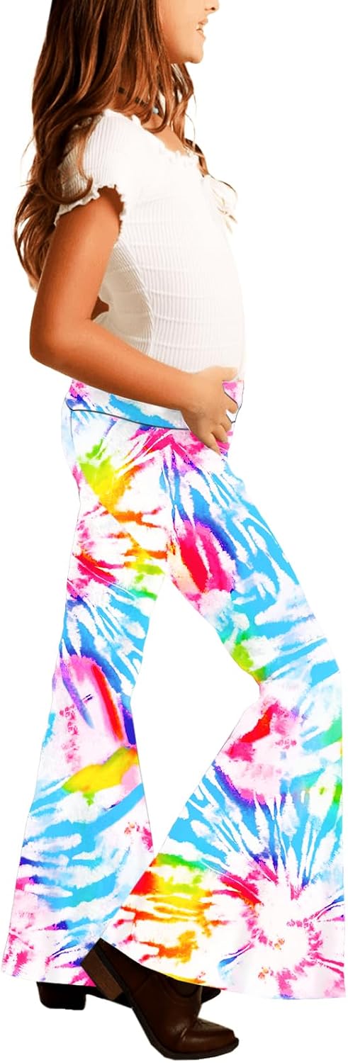 Deerose Girls Bell Bottom 4 of July American Flag Hippie Pants High Waist Flare Pants 5-14 Year
