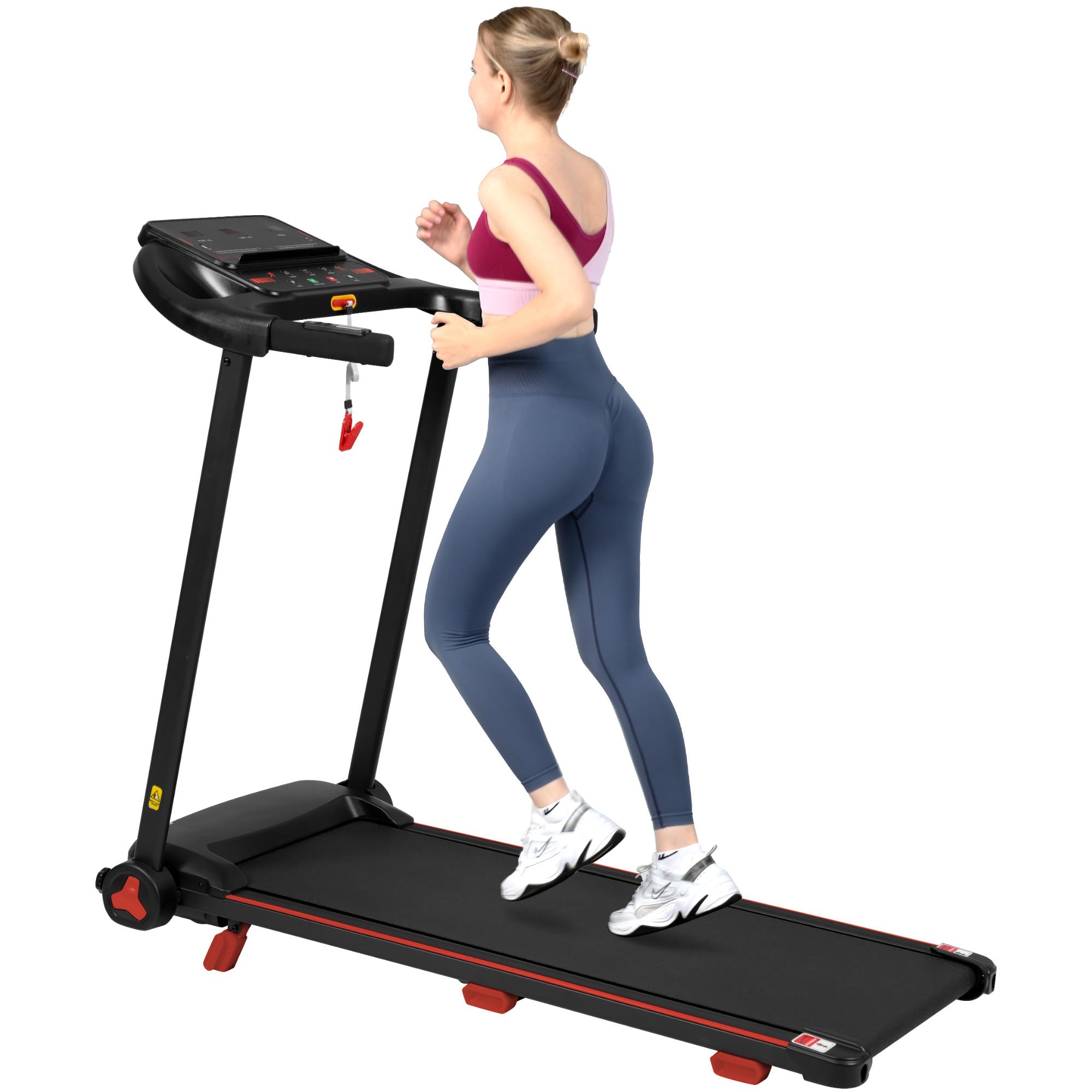 Tapis roulant casa pieghevole con pendenza 8% - Silenzioso Treadmill fino a 14 km/h, motore 3.0 HP, grande battistrada, display LED e Bluetooth, carico massimo 120 kg