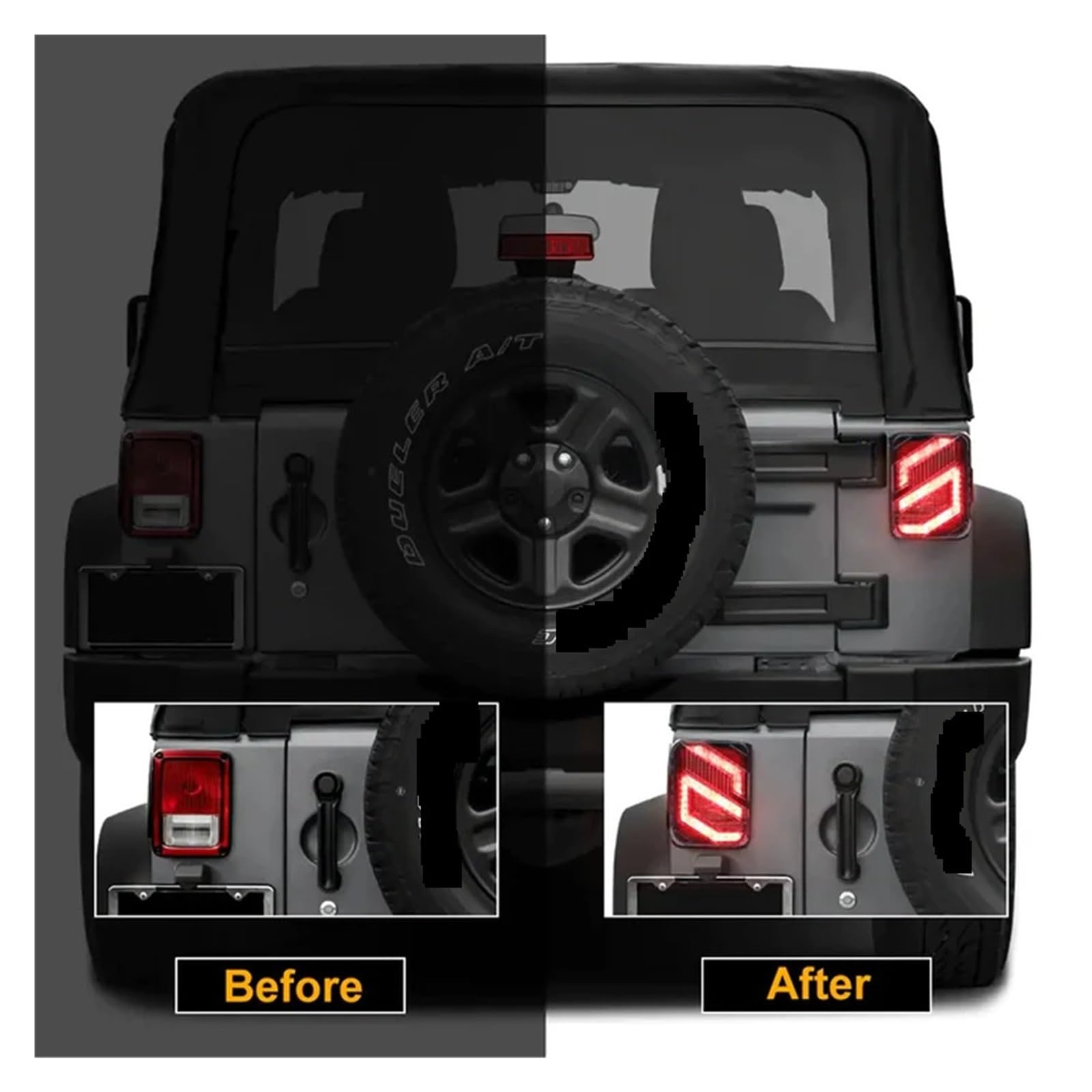 Tylne światła LED kompatybilne z tylnymi światłami Jeep Wrangler JK JKU 2007-2018 z DRL, kierunkowskazem, lampą cofania 20w 12V Taillamp (Color : US VERSION, Size : Black)