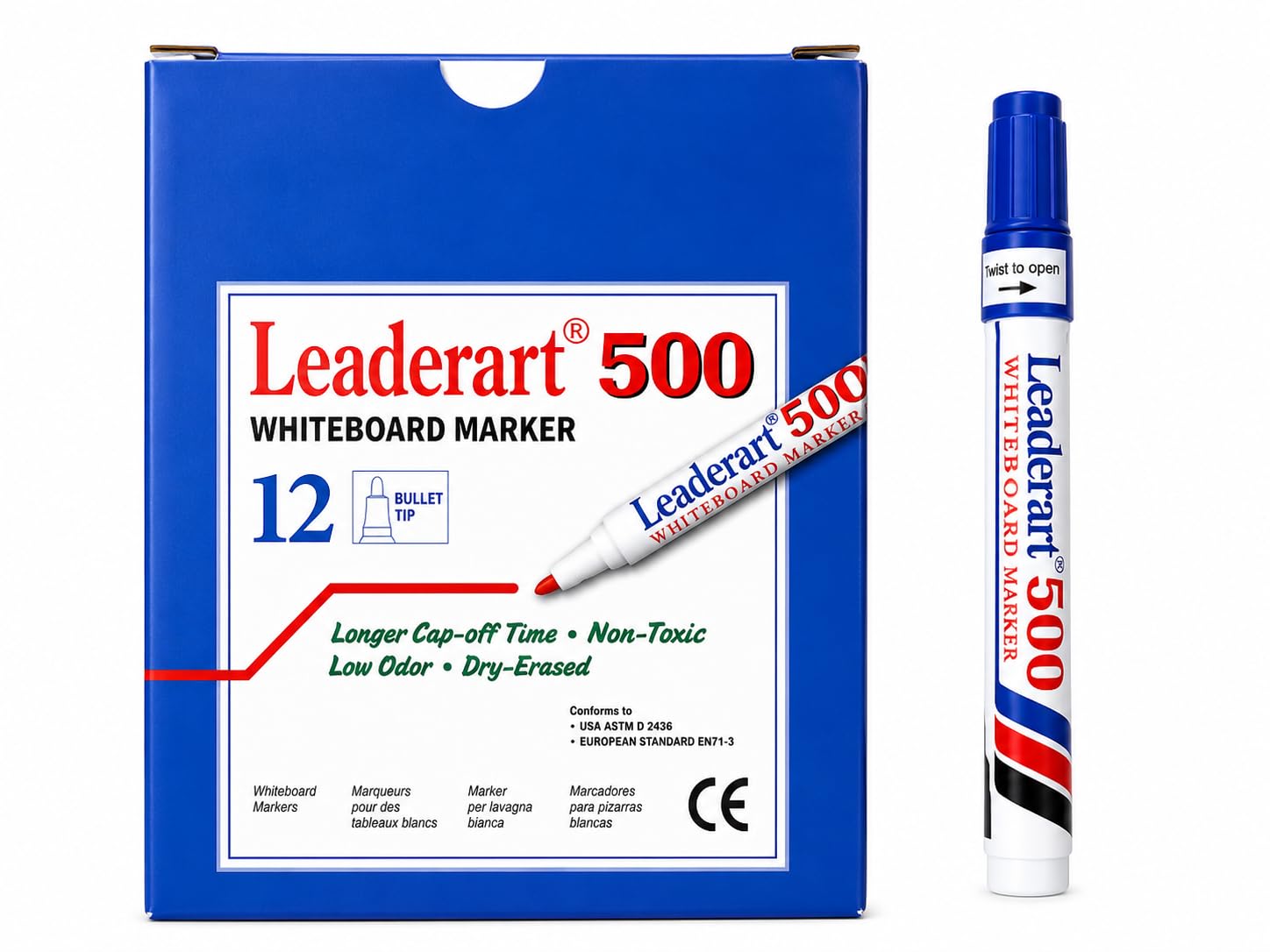 500 Whiteboard Marker Set of 12 | Blue Ink | 2.0mm Bullet Tip | Smooth Writing | Low Odour, Non-Toxic, Xylene-Free | Quick Dry & Easy Wipe Markers | For School, Office & Classroom use-picture-11