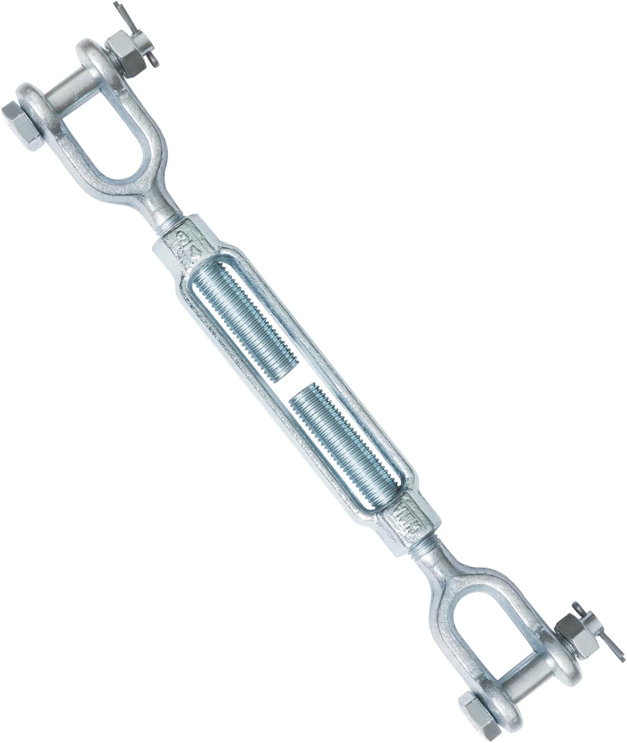 3/4" Jaw Jaw Turnbuckle Galvanized Jaw and Jaw Turnbuckle, Jaw Jaw Closed Body Marine Turnbuckle Jaw, 8000lbs Working Load Limit, Durable for Wire Rope Cable (3/4" x 6")