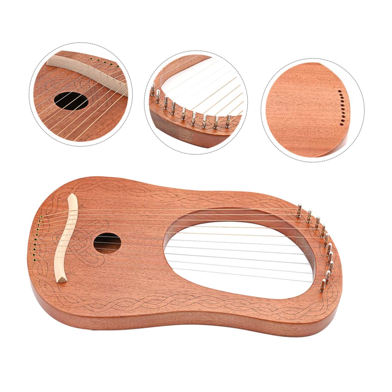 Toyvian Arpa a Lira in Legno 10 Corde, Strumento Musicale Portatile dal Suono Caldo, Accordatura, per Esecuzioni Orchestrali