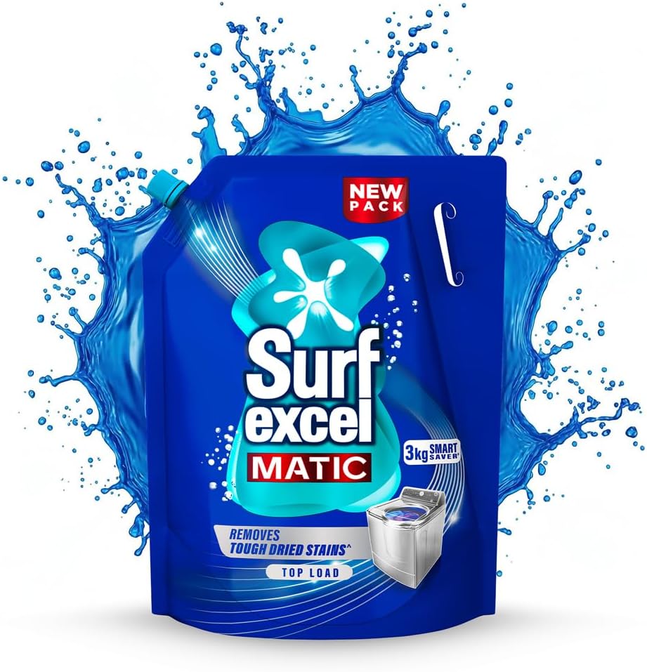 Surf Excel Matic Top Load Liquid Detergent 3kg Refill ||Specially Designed To Remove Tough Dried Stains, 1st time In Washing Machine