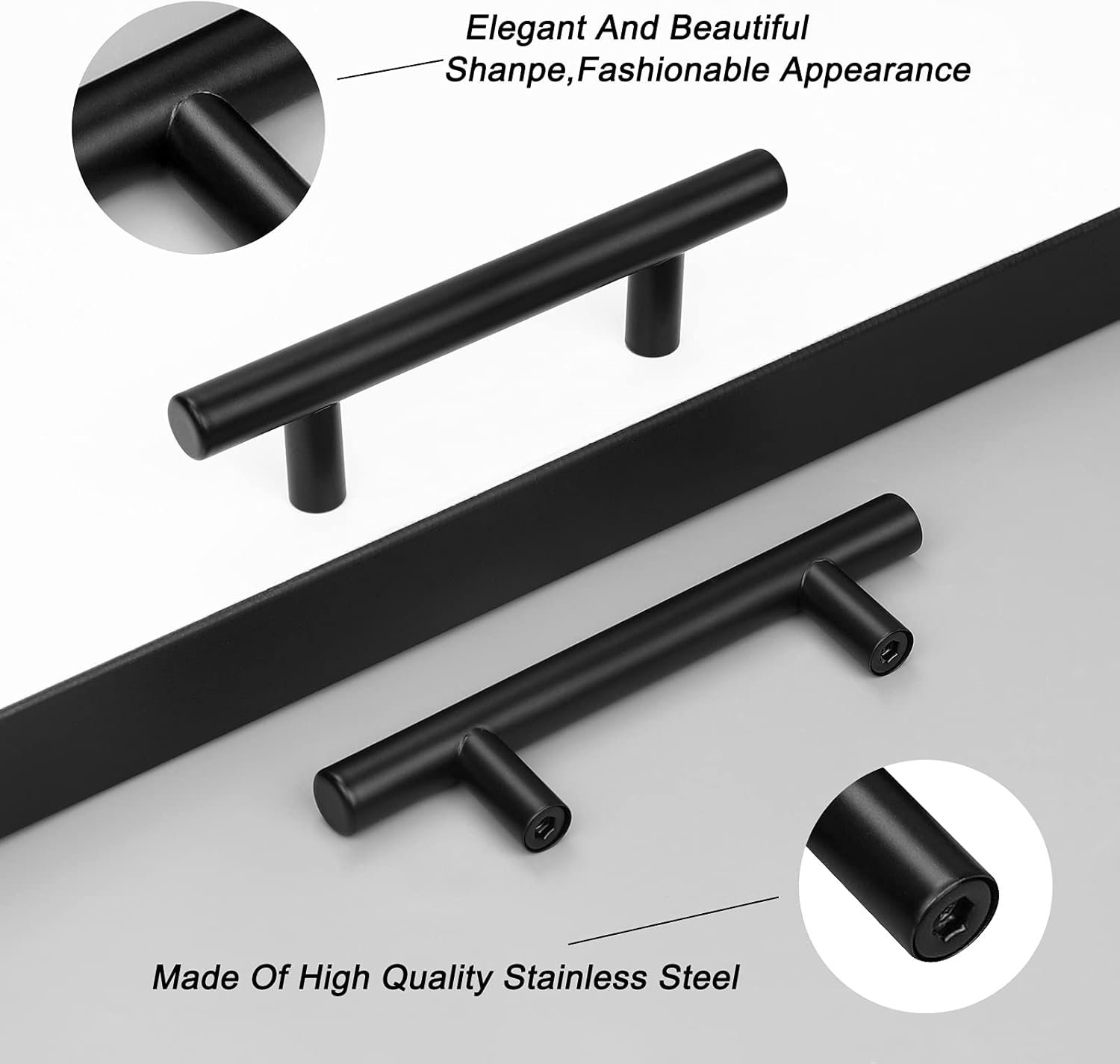Buy 5 Pack Probrico Black Stainless Steel Kitchen Door Handles