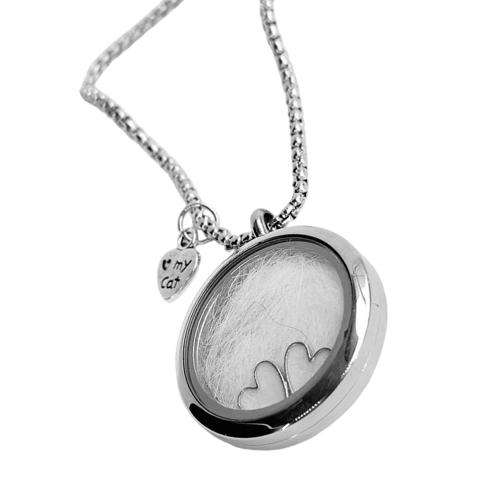 XuQiZZpp Sturdy Stainless Steel Pet Storage Necklace With Heart Charm For Storing Hair And Teeth