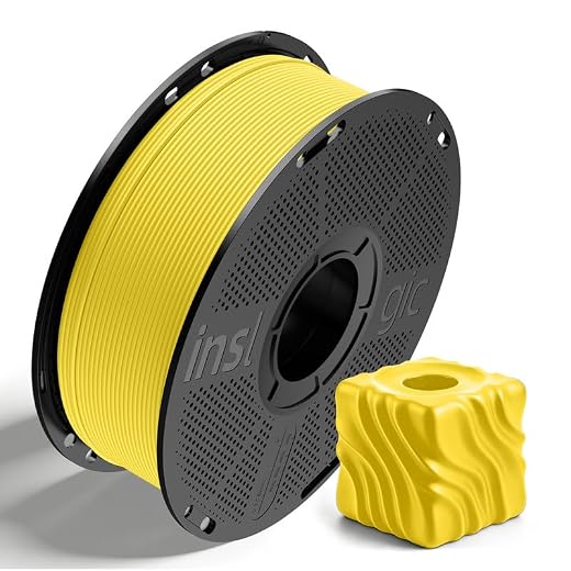 Inslogic Matte PLA Filament 1.75mm 3D Printer Filament, Fine Matte Texture & High Precision, Dimensional Accuracy +/- 0.02mm, 1kg Spool (2.2lbs) Fit Most FDM 3D Printers, Yellow