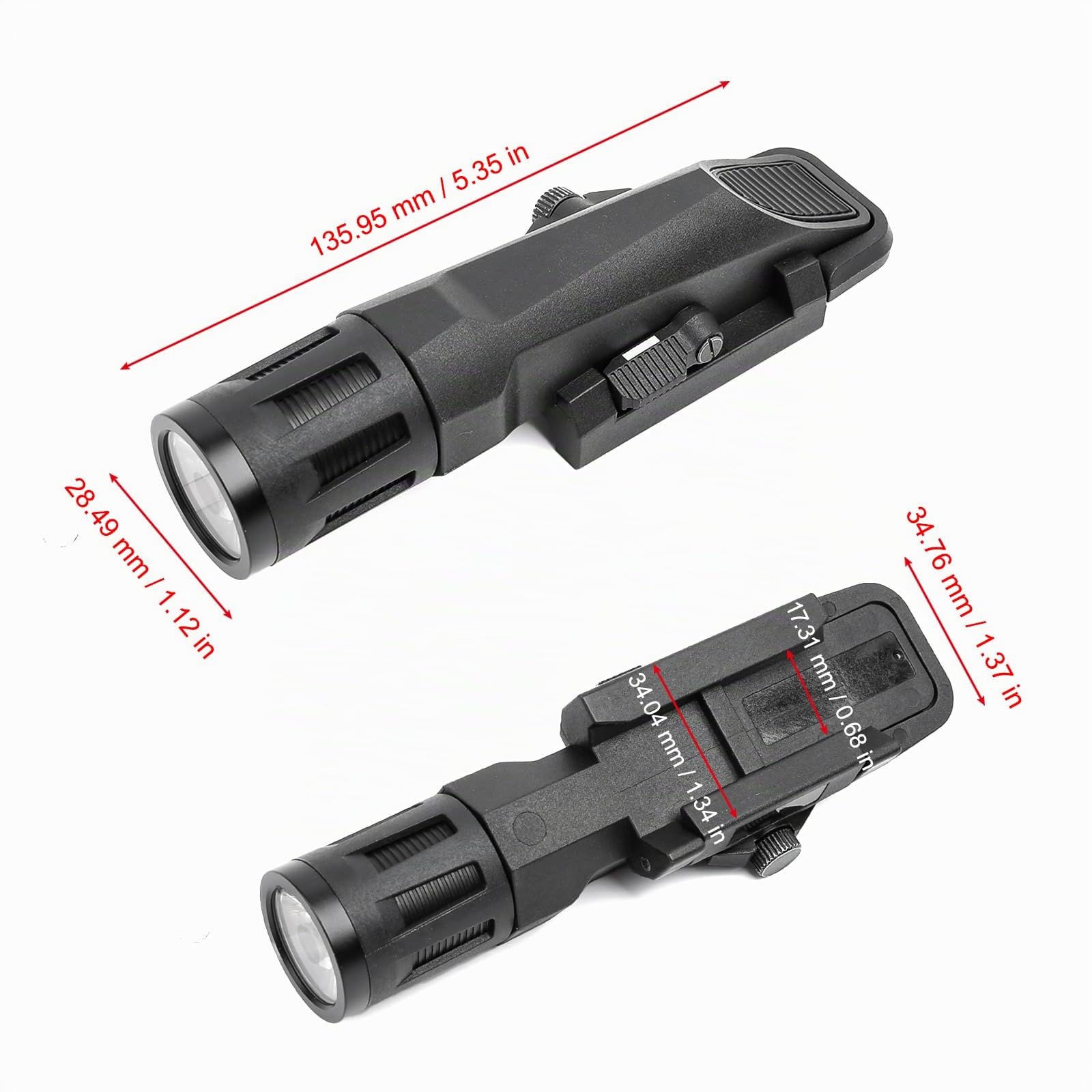 WML Lampe de Poche, 400 Lumens Lampe Torche Tactique,Noir | Avec 3 Modes Constant/Emergence/Stroboscope Défensif, pour 20MM Picatinny Rail