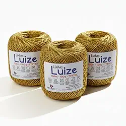 Linha Dourada para Crochê 100 g / 130 m – Fio Ouro Brilhante para Artesanato (1)