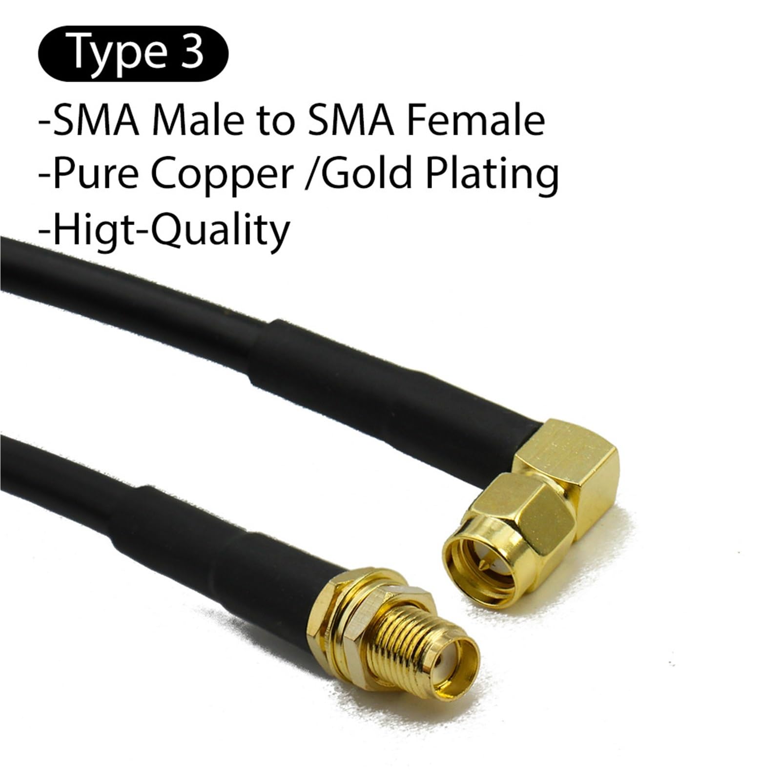 RG58 SMA kabel męski żeński prosty kąt rozszerzenie adapter pigtail 1 szt. (typ 3,100 cm)