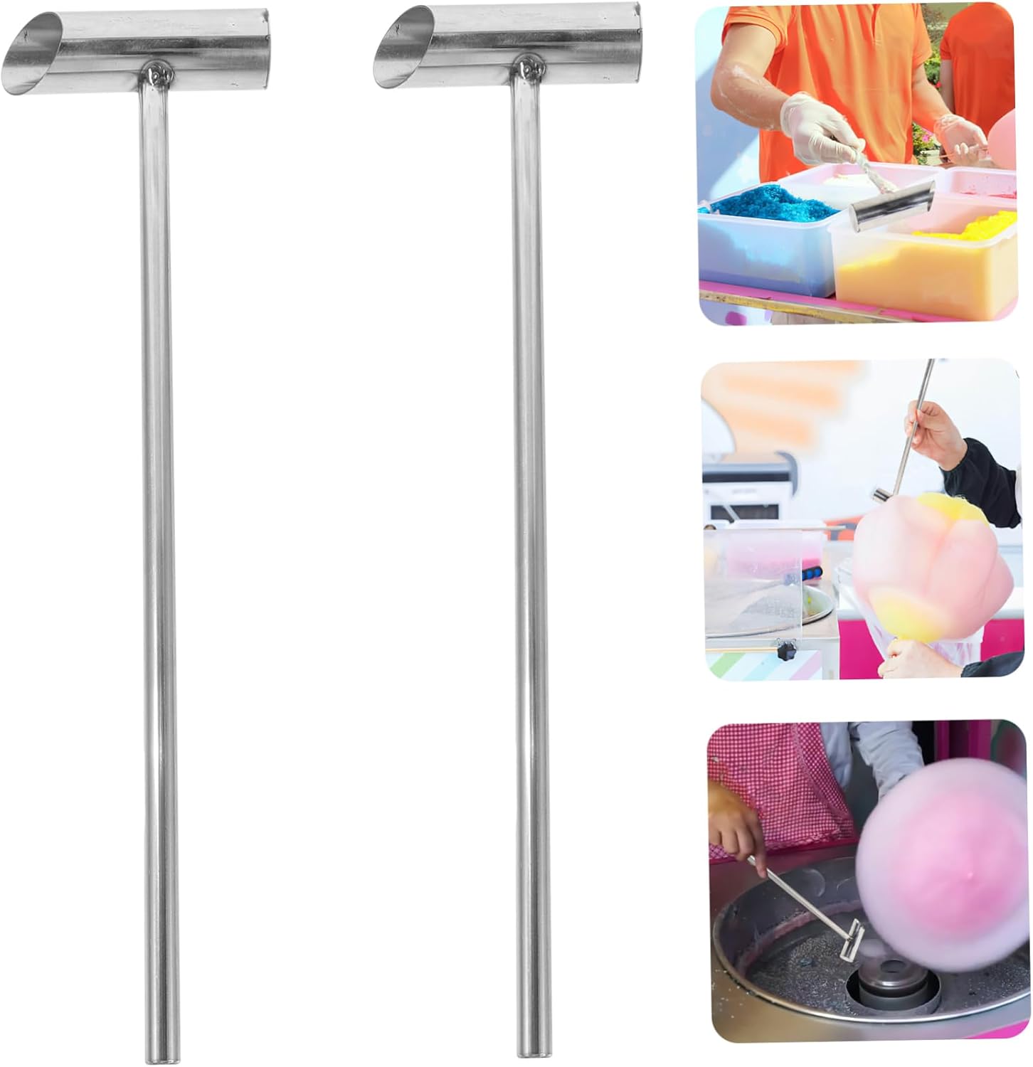 Mobestech 2pcs Cotton Candy Sugar Scoop Sturdy Stainless Steel Spoons for Household Kitchen Easy to Use Clean Marshmallow Sugar Scooper