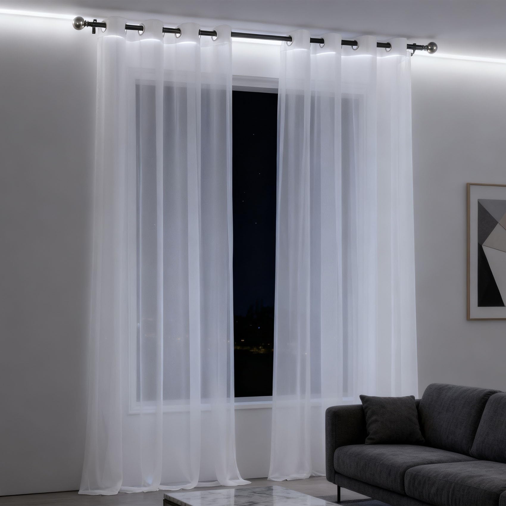 Cortinas visillos con ojales para cocina dormitorio y comedor color blanco