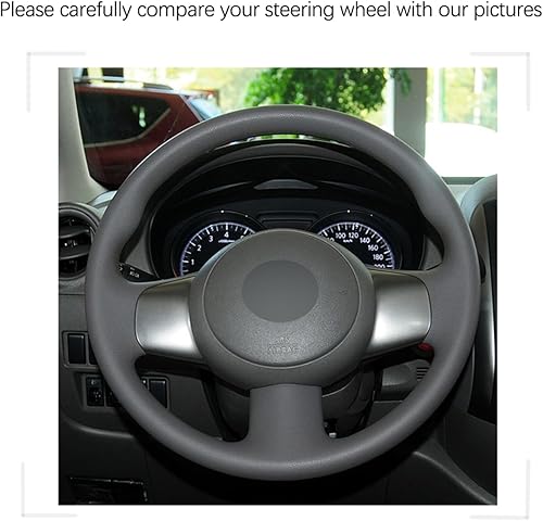 Car Hand-Stitched Black Leather Car Steering Wheel Covers, for Nissan March 2010-2015  Sunny 2011-2013  Almera 2013