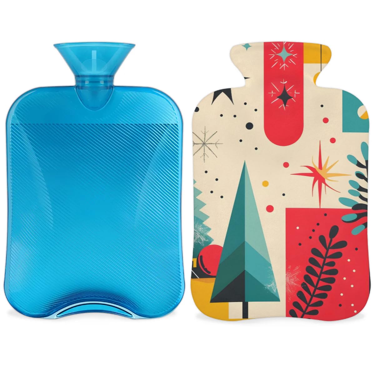 Hot Water Bottle with Soft Cover,2L Abstract Tree Hot Water Bag for Hot and Cold Compress, Hand Feet Warmer, Dreamy Tree Rubber Hot or Cold Water Bottle Halloween Christmas Decorations