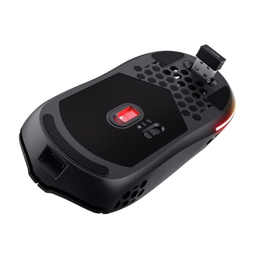 GXT 929 Helox Mouse Gaming Wireless Superleggero 75g, 80h di Durata Batteria, 2.4GHz Ricevitore USB, Regolazione DPI (800-4800), Illuminazione LED, Mouse Wireless Ricaricabile - Nero - Mouse gaming - Immagine 11