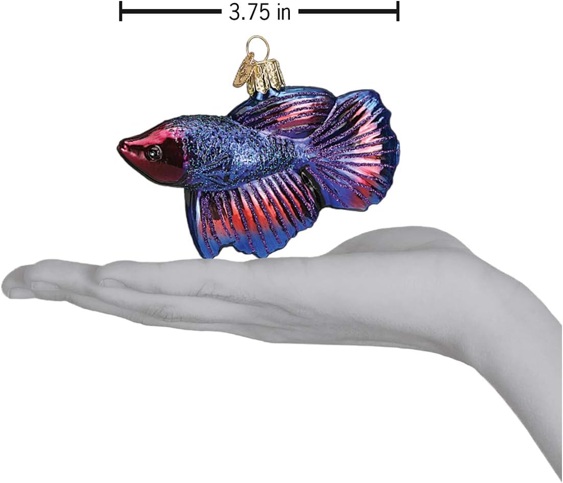 Old World Christmas Ornaments: Fish Collection Glass Blown Ornaments for Christmas Tree, Betta - Image 3