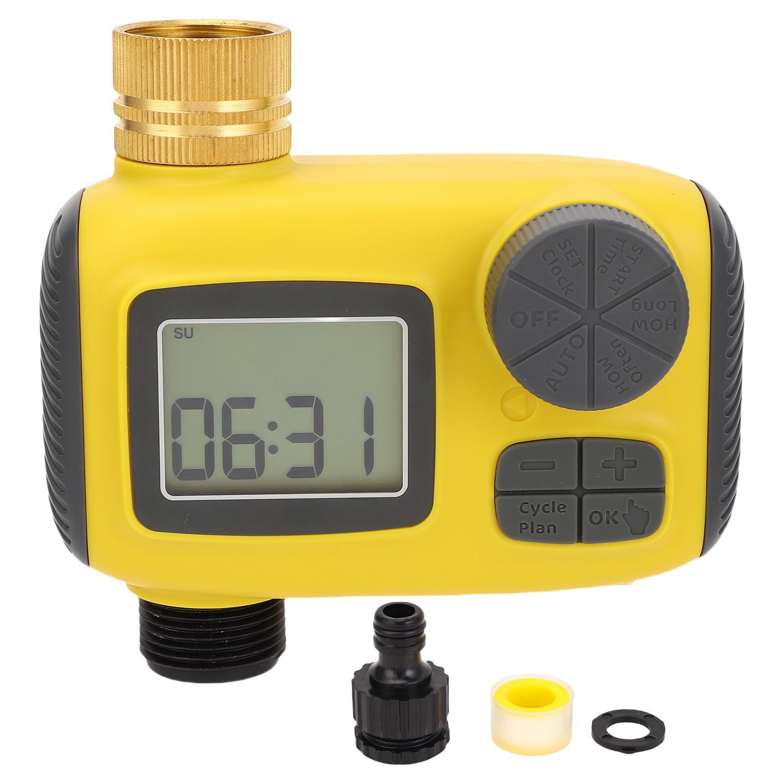 Fockety Programmatore di Irrigazione 1 Uscita, Ingresso in Ottone | Timer per irrigazione per tubo da giardino, IP55 resistente alla pioggia, controller manuale per irrigazione automatica per