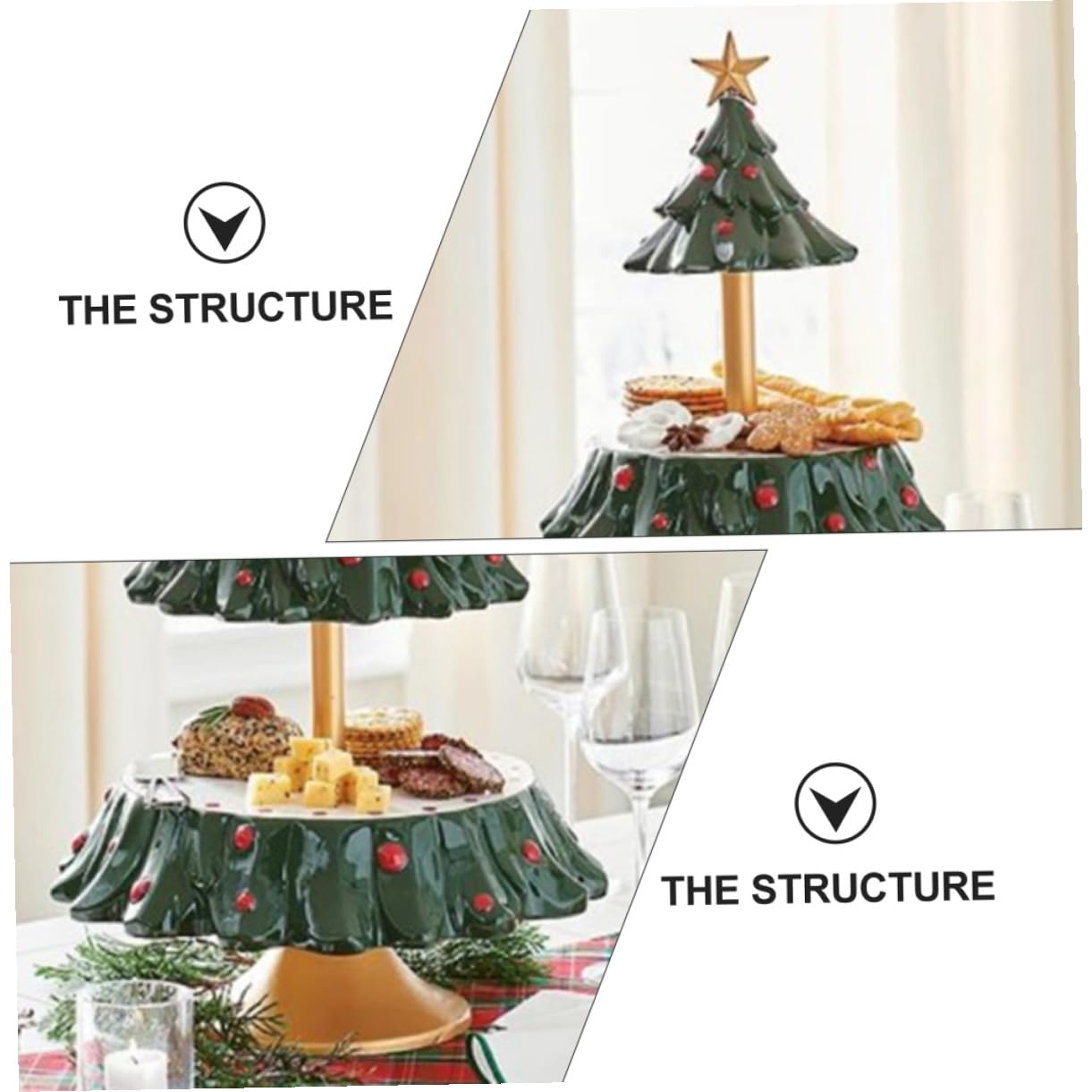 IMIKEYA Bandeja para Alimentos de Resina Resistente Diseño Navideño Forma de Árbol de Navidad Plato para Frutas y Dulces Adecuado para Fiestas y Decoración Festiva