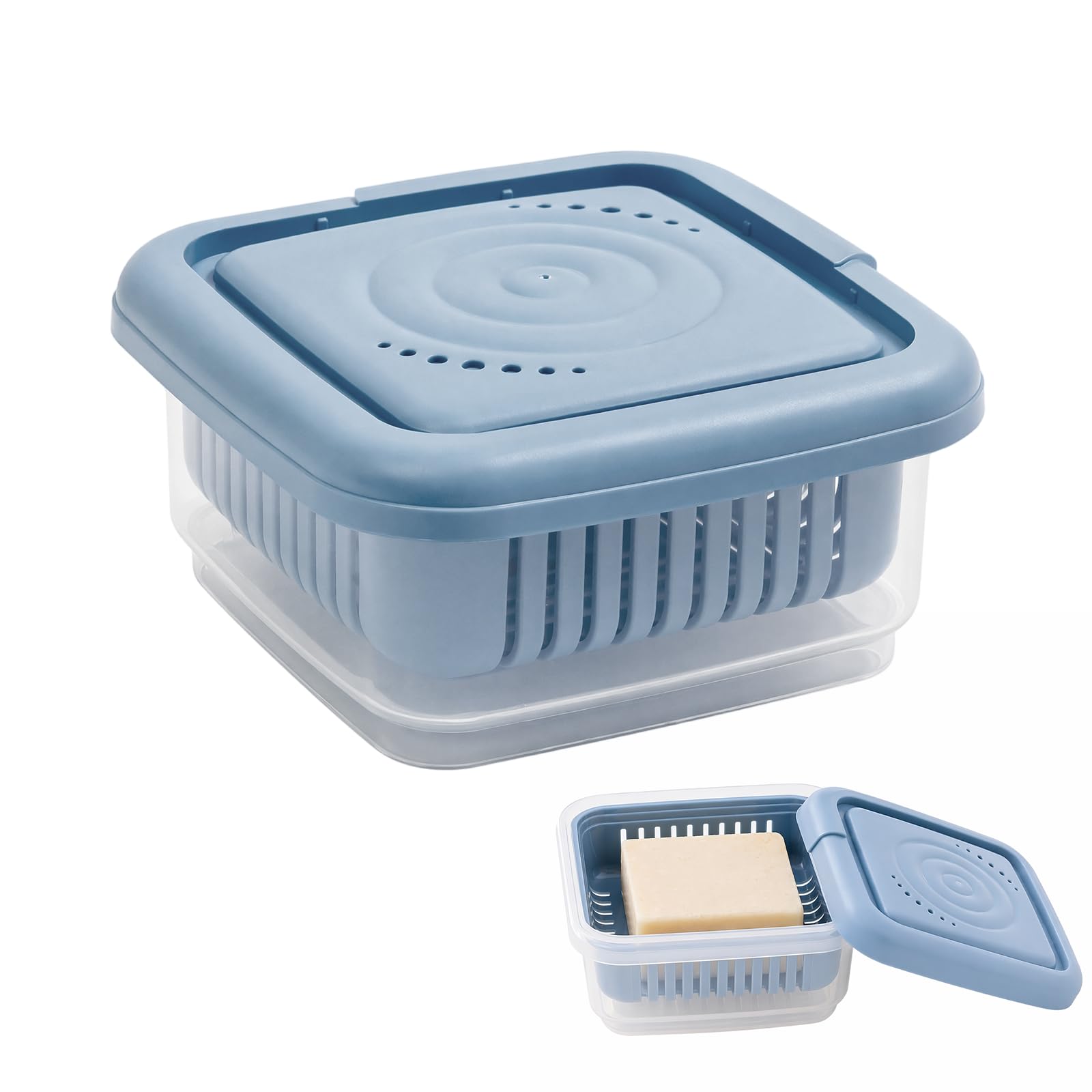 Travel Soap Dish with Lid and Drainage Layer, Leak-Proof Portable Soap Box Case Holder for Shower, Gym, Camping and Bathroom, Compact Shampoo Bar Container