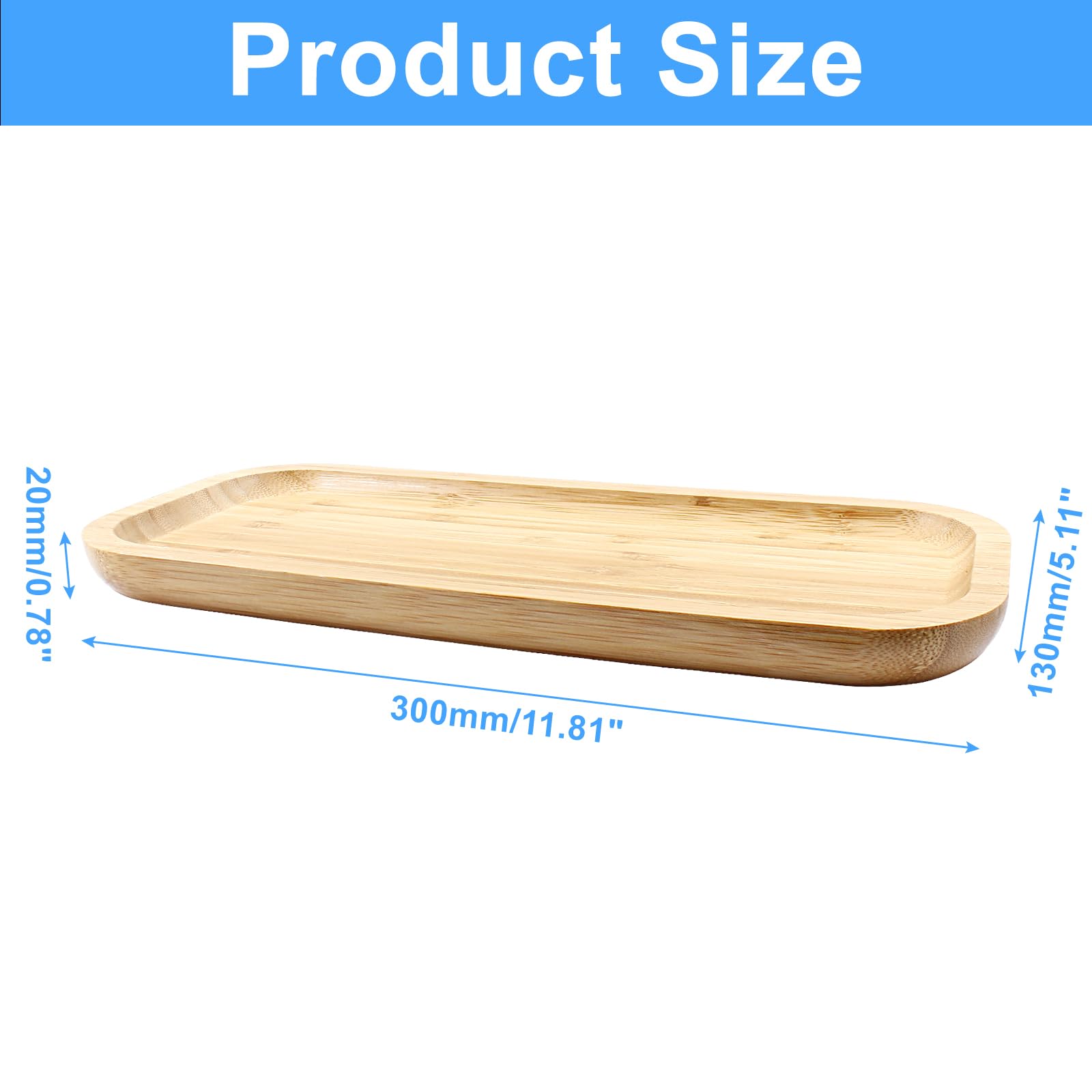 Bandeja de bambú de 30 cm para servir té, baño, fregadero de cocina, expositor de perfume, portavelas, bandeja de bambú ecológica para decoración del hogar