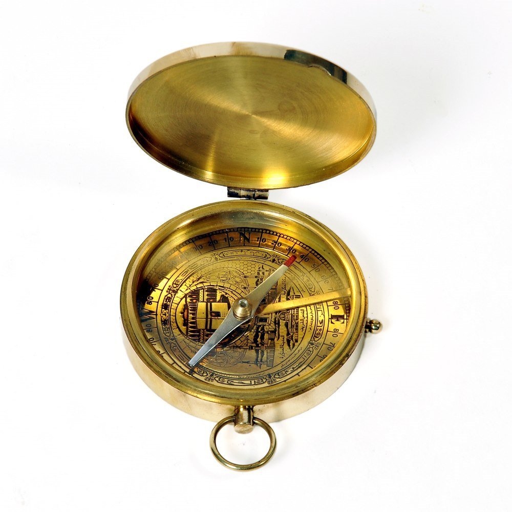 Little India Travel Aid Real Brass Flat Compass with Lid (324, Gold)-picture-16
