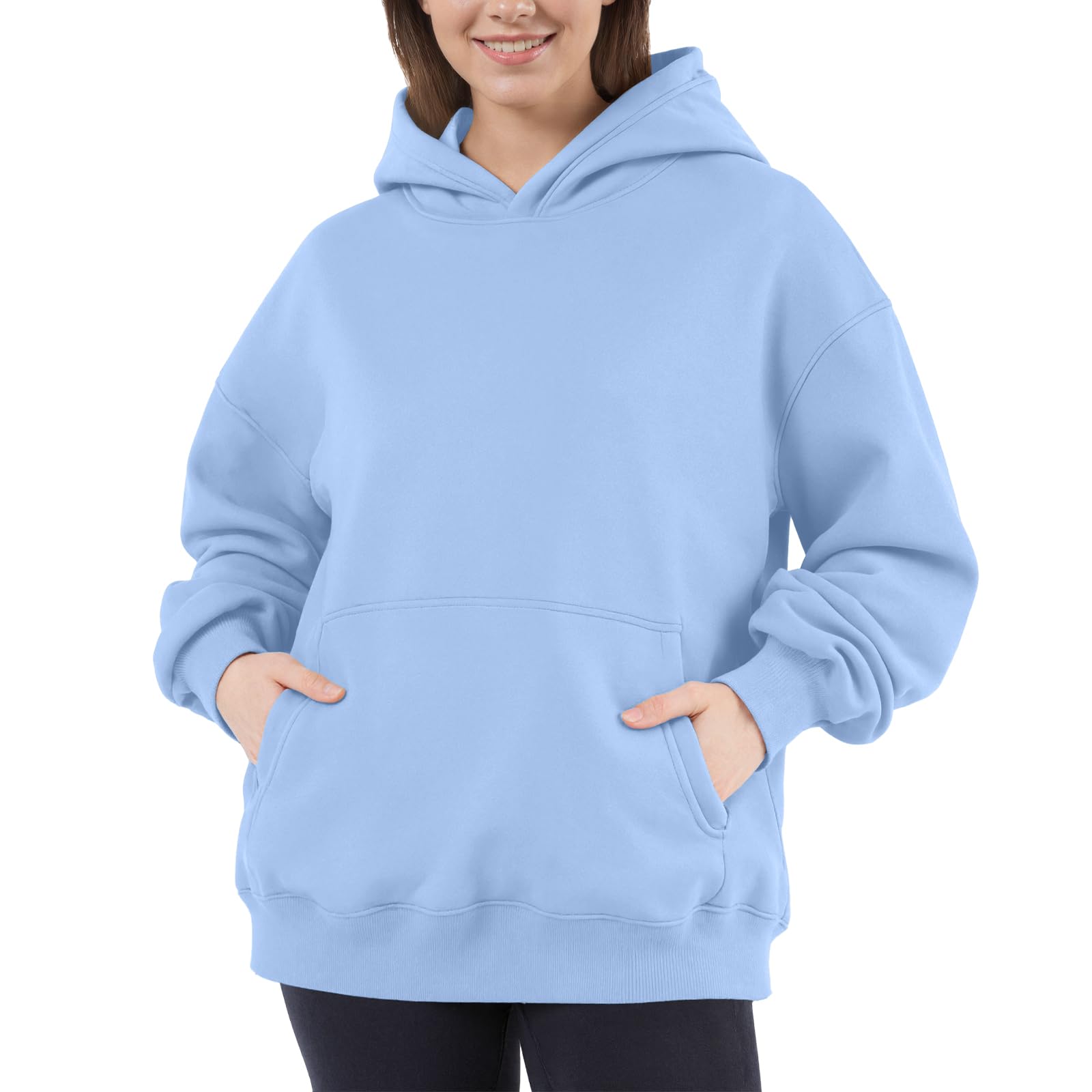 Women Hoodies Sweatshirts Sweaters Fleece Hooded Oversized Long Sleeve Crewneck Shirts Fall Winter Outfits Pocket