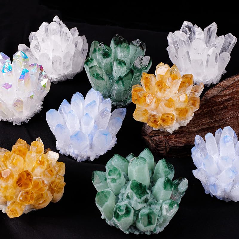 Cuarzo en racimo de cristal de roca natural multicolor decorativo de 500g 3