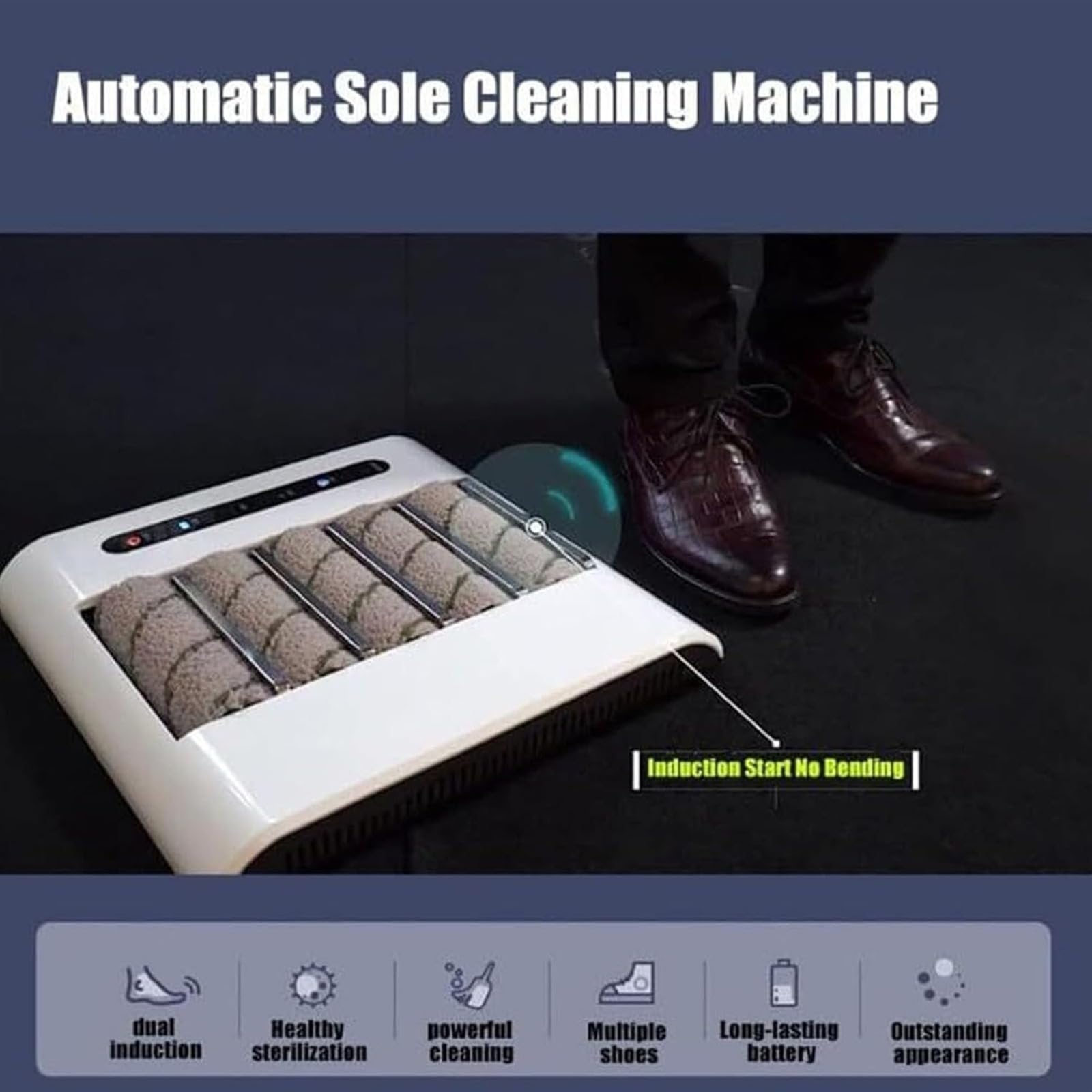 Máquina de limpieza de suelas, limpiador automático de suelas de zapatos con sensor y succión de 1000 PA, limpieza rápida 5s, sin agua, para oficina en casa