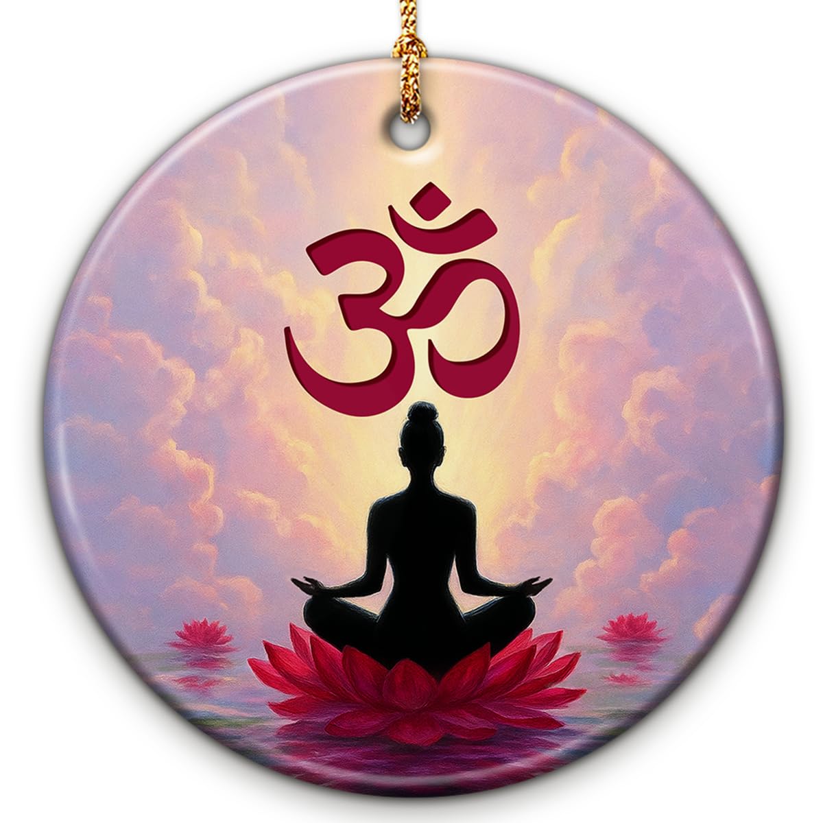SOL VIBES Yoga Christmas Ornaments - Meditation Ornament, Peaceful Spiritual Decoration, Lotus Design Inspired - Yoga Teacher & Gymnastics Coach Gifts, Xmas Gift Ideas for Yoga Lovers, Women