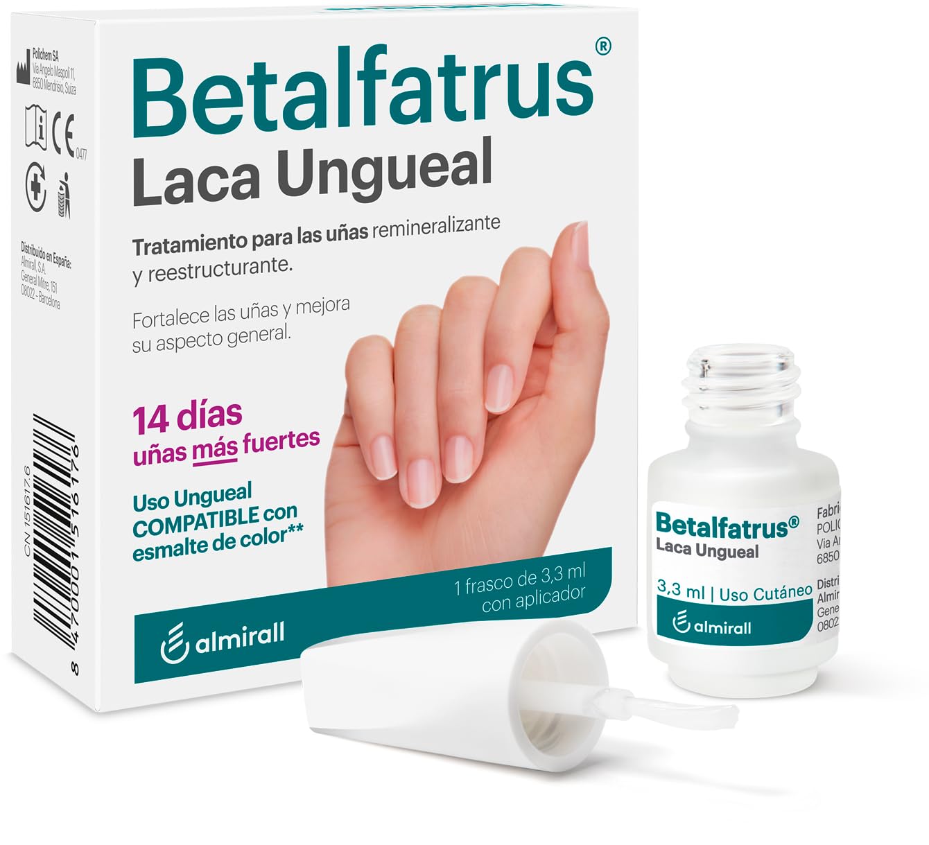 Betalfatrus, Laca Ungueal - Tratamiento para las unas remineralizante y reestructurante, 1 Frasco de 3.3 ml con aplicador