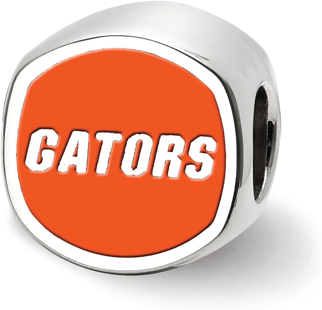 LogoArt Logo Art Sterling Silver Florida Gators Cushion Shaped Logo Bead
