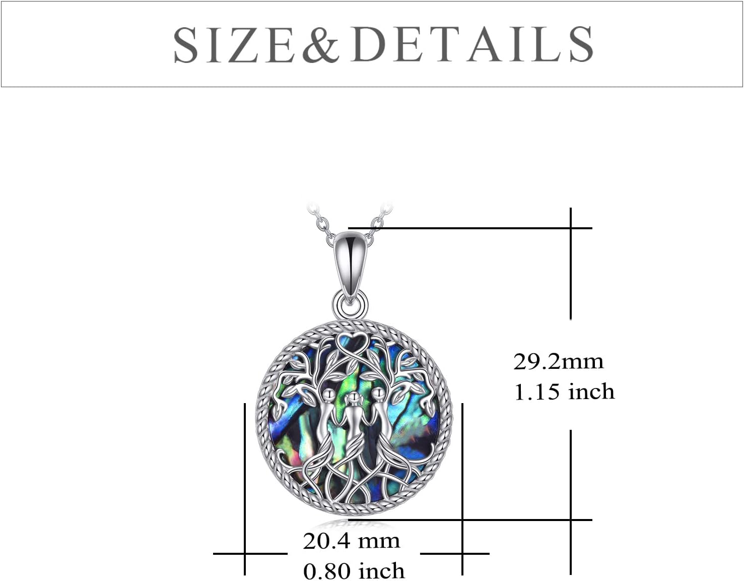 YFN Sterling Silver Tree of Life Abalone/Turquoise Pendant Necklace - Sister Gift for Birthday or Any Occasion - Image 4