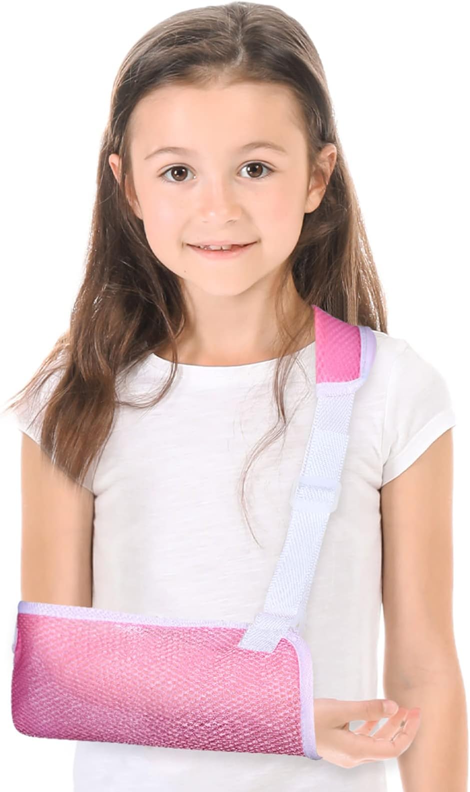Marsui Child Arm Sling, Pink Pediatric Mesh Shoulder Immobilizer Kids Sling for Shoulder Wrist, Collarbone, Hand, Elbow, Rotator Cuff, Left or Right Arm, Small