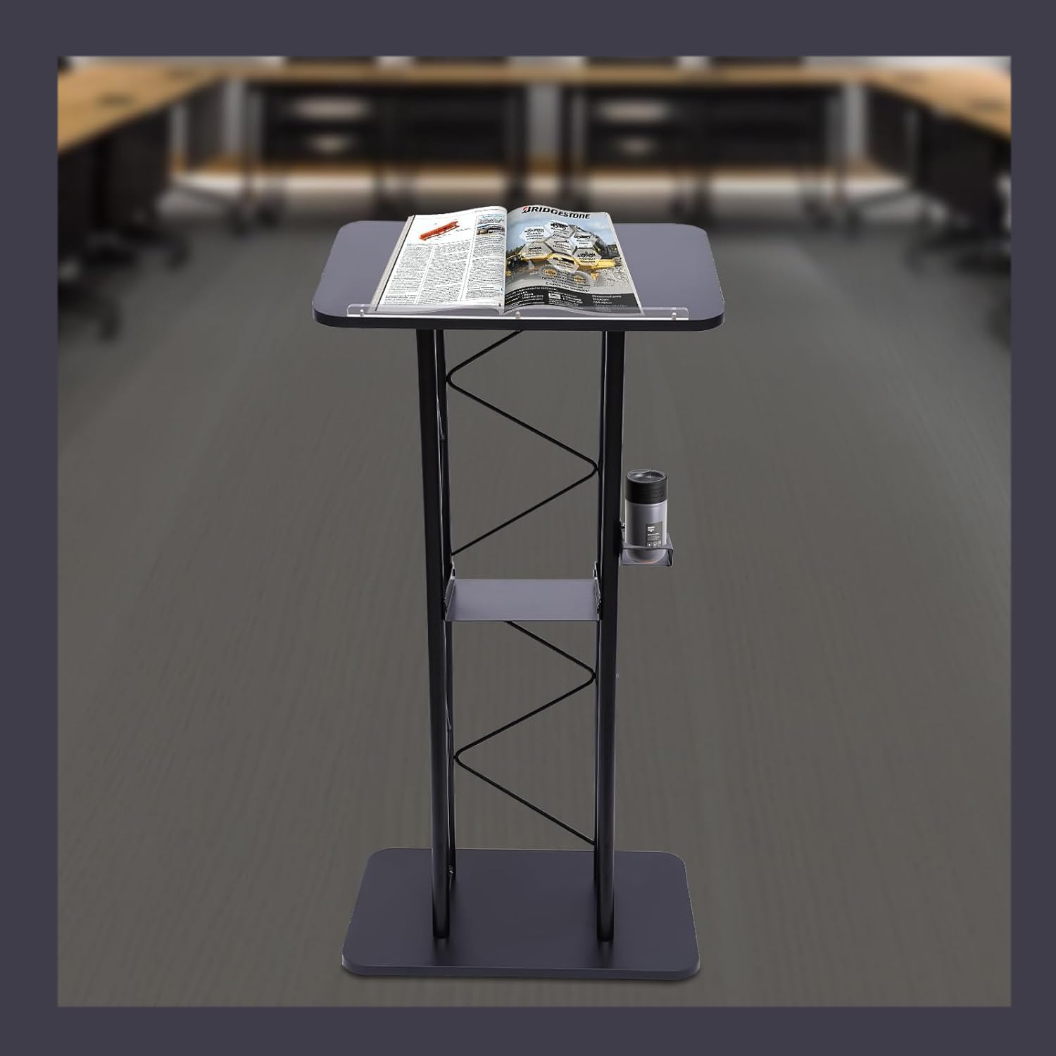 Pupitre et Podium en Acier Inoxydable – Portable et Durable pour Bureaux, écoles, conférences, idéal pour Les présentations avec Option étagère