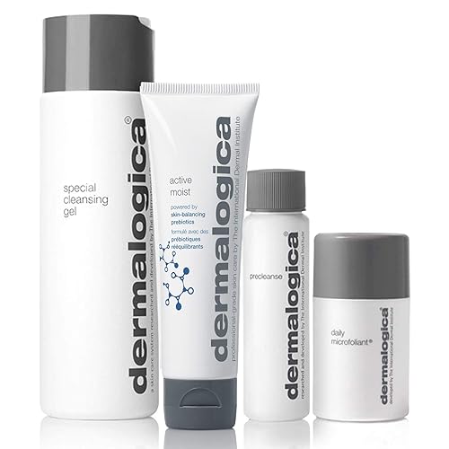 Dermalogica Set de productos esenciales para la piel saludable - Incluye lavado facial, humectante facial, precleanse, y exfoliante facial -