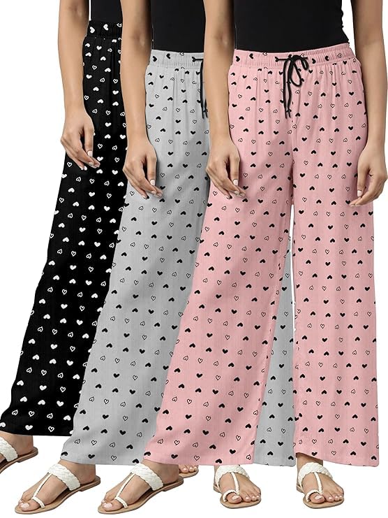 bluecorp enterprise Stylish Women’s Nightwear Pajama | Soft Fabric Printed Bottoms | Comfortable Relax Fit Sleepwear for Lounge & Night Use (Pack of 3)-picture-51