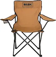 BASK Cadeira Alvorada Dobrável Portátil Reforçada com Suporte 180kg | Alça de Ombro Integrada | Porta-copo | Conforto e Espaço Ampliado para Camping, Praia e Pesca(Bege)