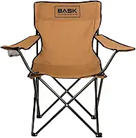BASK Cadeira Alvorada Dobrável Portátil Reforçada com Suporte 180kg | Alça de Ombro Integrada | Porta-copo | Conforto e Espaço Ampliado para Camping, Praia e Pesca(Bege)