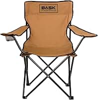 BASK Cadeira Alvorada Dobrável Portátil Reforçada com Suporte 180kg | Alça de Ombro Integrada | Porta-copo | Conforto e Espaço Ampliado para Camping, Praia e Pesca(Bege)