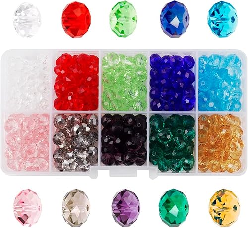 Cuentas espaciadoras de vidrio de cristal de 0.157 in facetadas para hallazgos de fabricación de joyas con caja de contenedor de plástico (1000